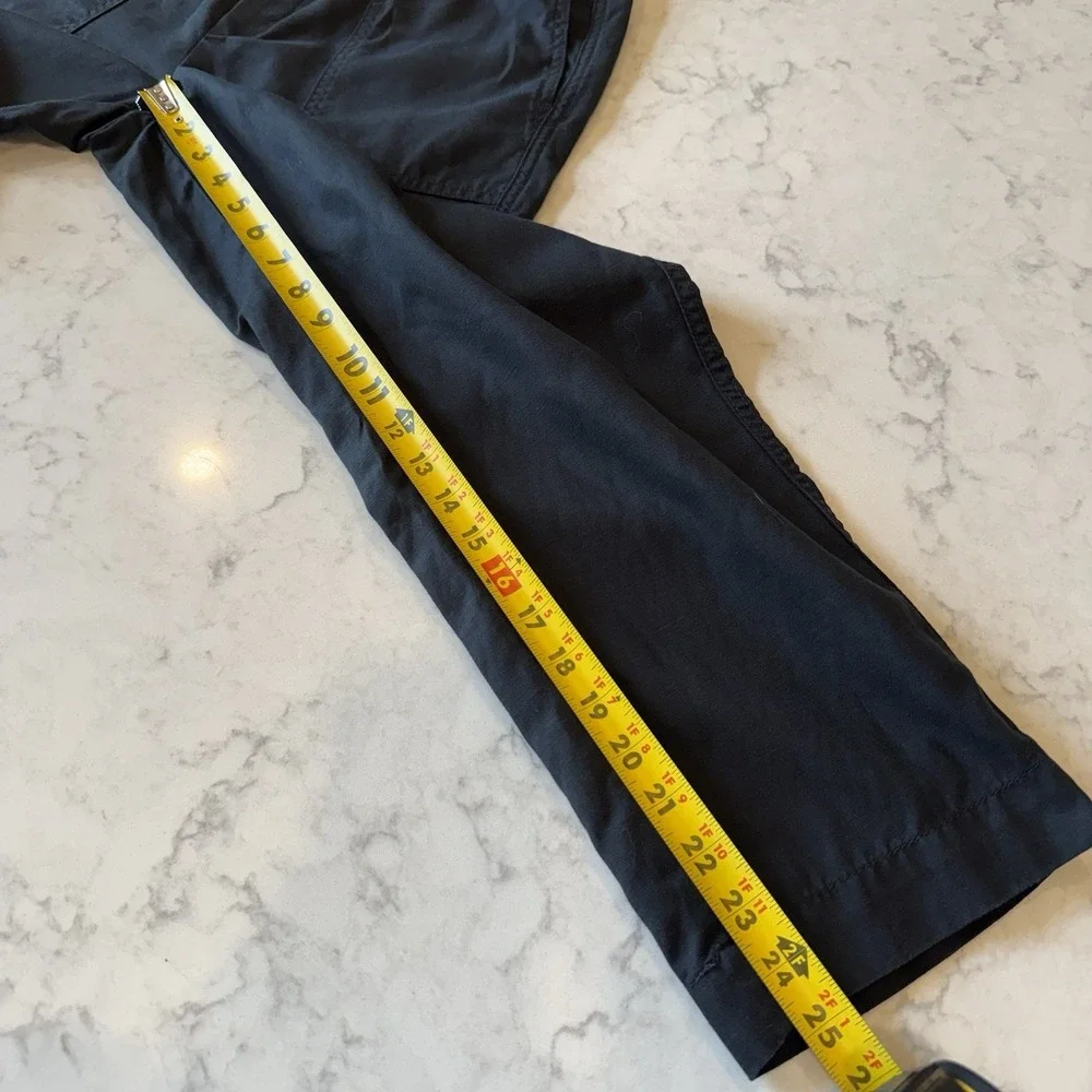 Banana Republic Lyocell Linen Cotton Tapered Cropped Pull On Pant Black Medium